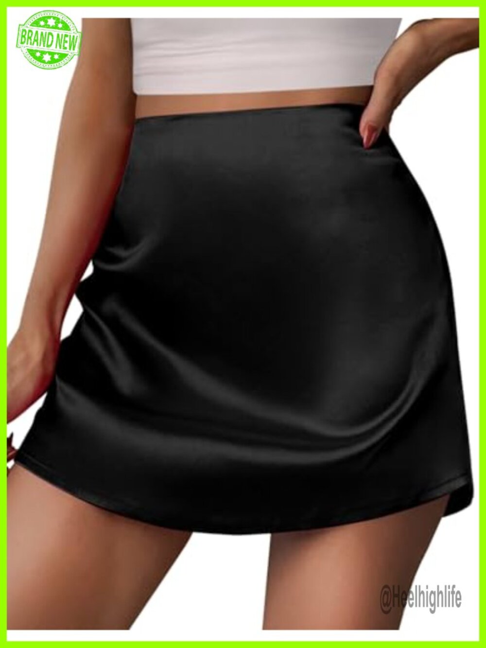 Satin Mini Skirt High Waisted A-Line Zipper Skirt